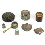 Konvolut kleine Gegenstände, teils aus Silber: 2 kleine russische Lackdosen mit gedruckten bzw.