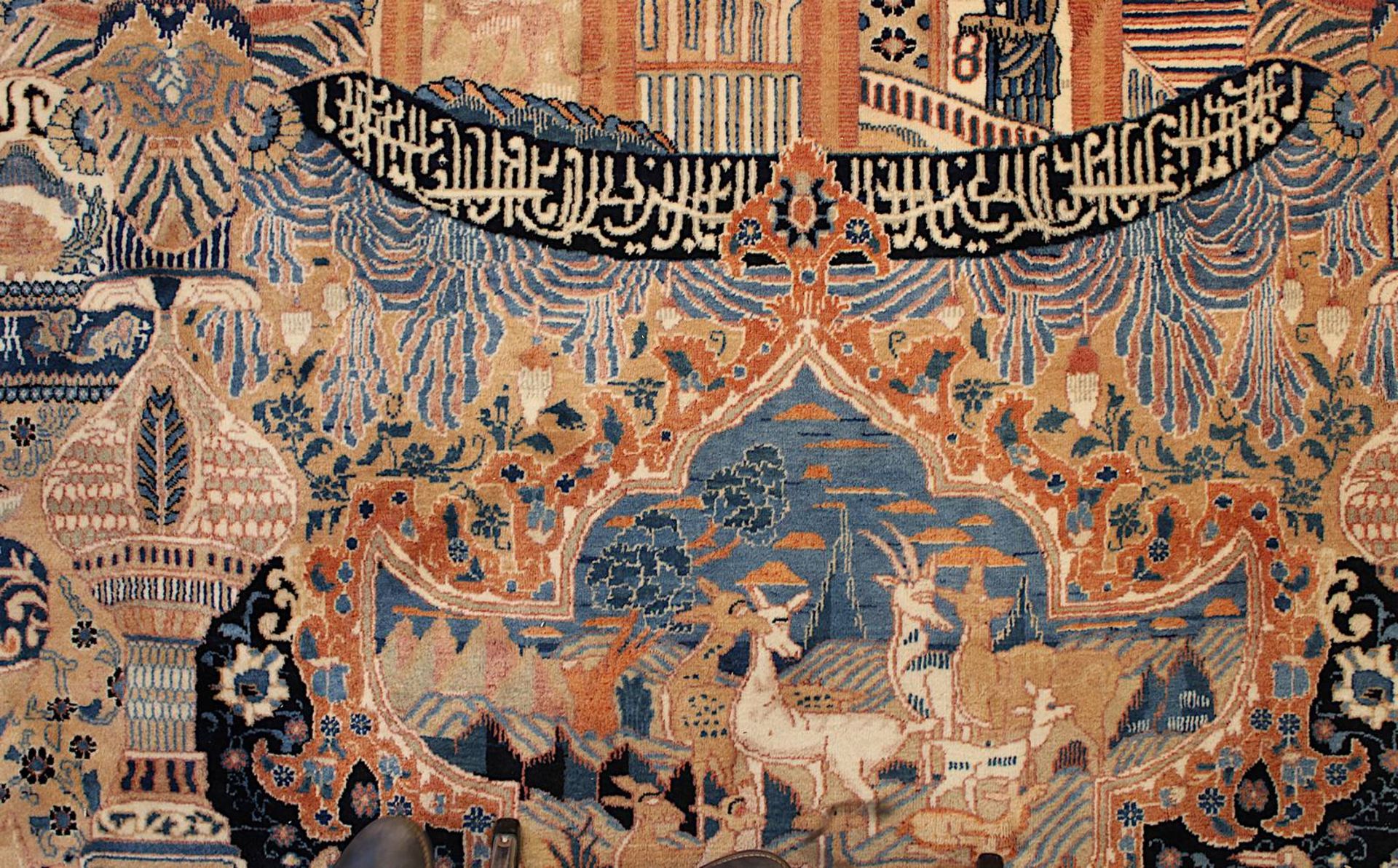 Ausgefallener großer Kaschmar-Teppich, Persien 2. H. 20. Jh., aufwendig gearbeitet, sehr gute - Image 7 of 16