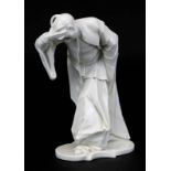 Nymphenburg Chinese Porzellanfigur, 19. Jh., Entwurf Franz Anton Bustelli 18. Jh., cremefarbener