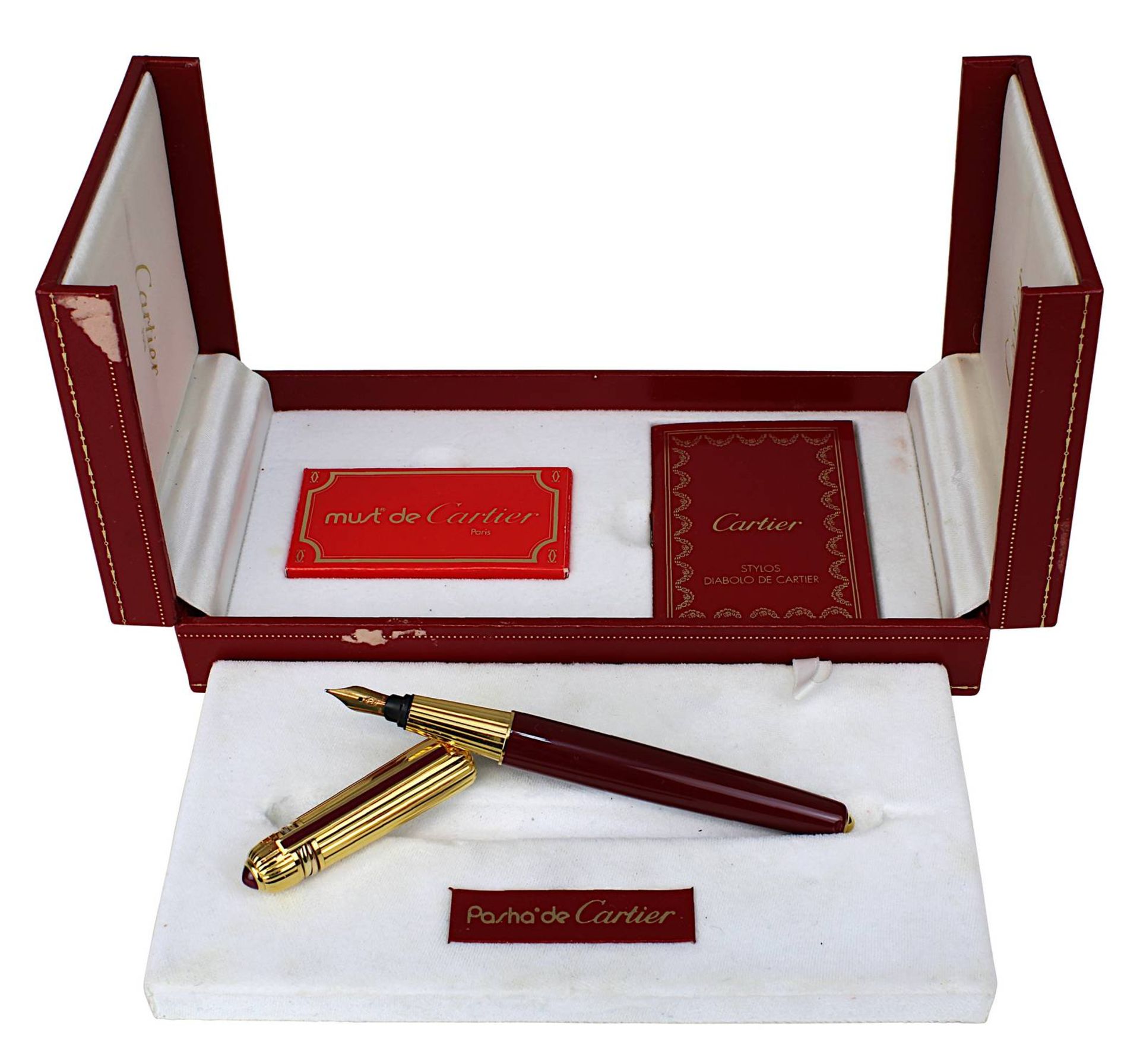 Pasha de Cartier Füllfederhalter, Fountain Pen Stylo rare Edition 1987, Laque de Chine und 18 Kt.