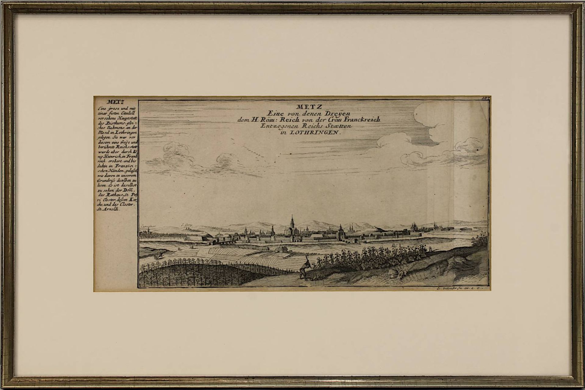 Metz und Toul, zwei Kupferstiche von Gabriel Bodenehr um 1720, jeweils Gesamtansicht der Stadt, - Bild 2 aus 5