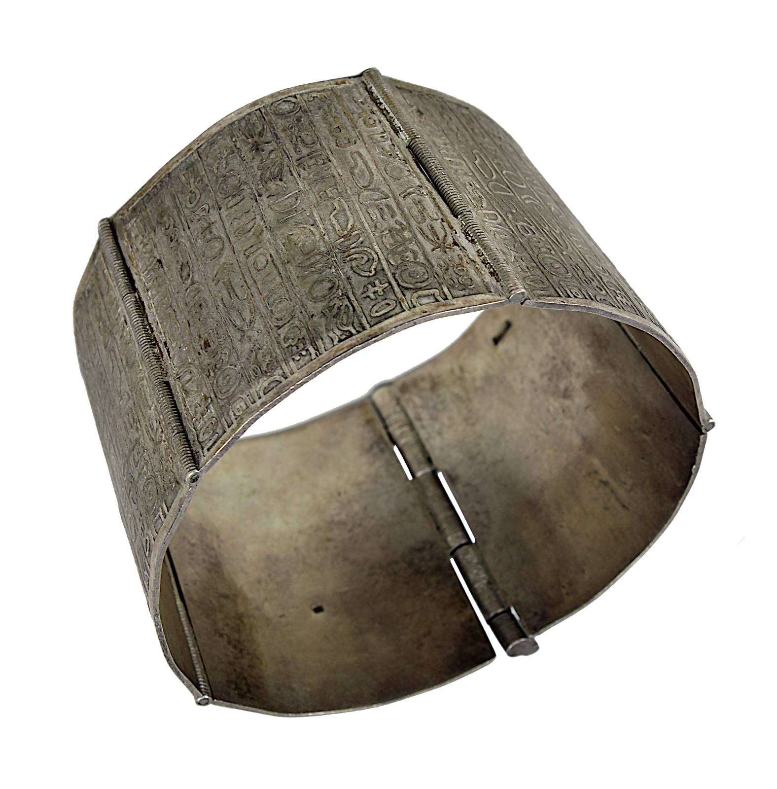 Silberarmband mit Hieroglyphendekor, Ägypten um 1920, fünf fast rechteckige Glieder mit im Relief - Image 2 of 2