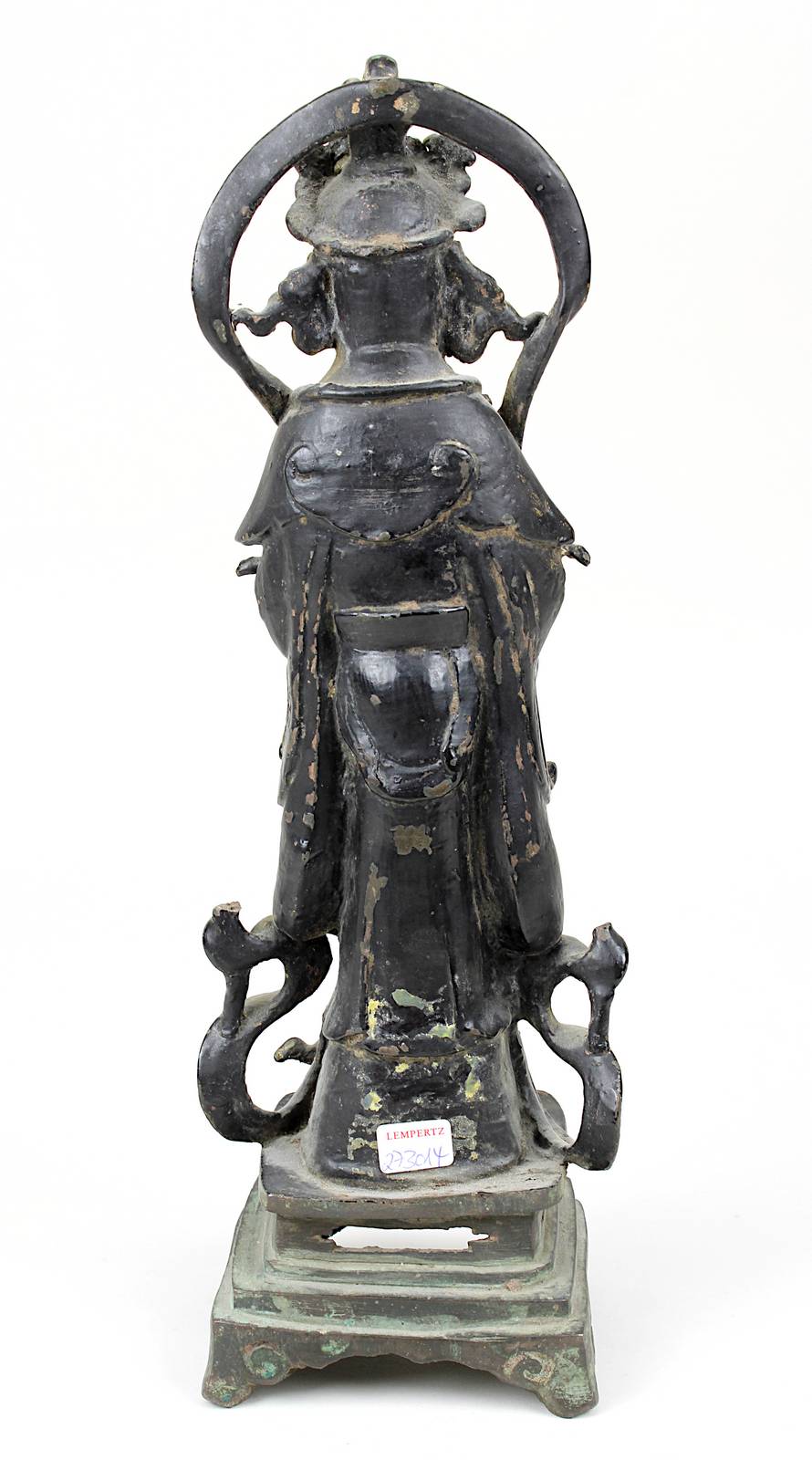 Stehende Figur der Xi Wang Mu, Bronze, China wohl 16./17. Jh., Bronze mit Resten von Vergoldung, die - Image 3 of 4