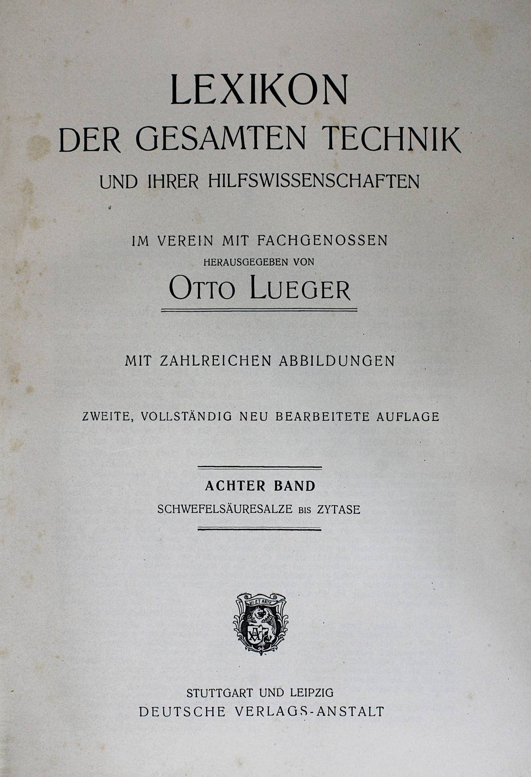 Lueger, Otto "Lexikon der gesamten Technik und ihrer Hilfswissenschaften", zweite Auflage, 8 - Image 2 of 3