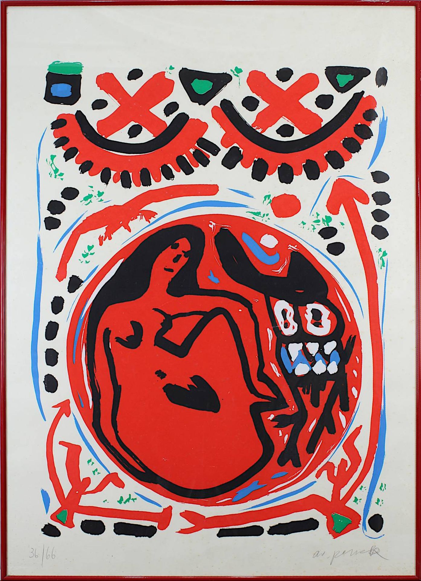 Penck, A.R. (Dresden 1939 -2017 Zürich), Keramik/Künstlerkeramik 1992, Serigraphie, am unt. Rand