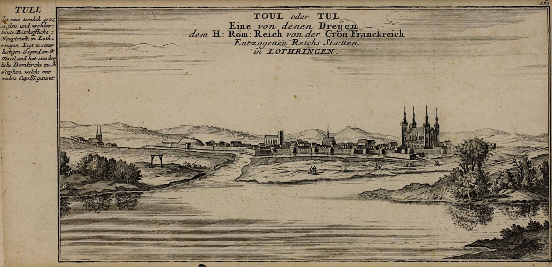 Metz und Toul, zwei Kupferstiche von Gabriel Bodenehr um 1720, jeweils Gesamtansicht der Stadt, - Bild 5 aus 5