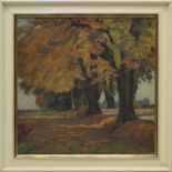 Crodel, Paul Eduard (Cottbus 1862 - 1928 Dietramszell), Herbstlandschaft mit Bäumen am Feldrand,