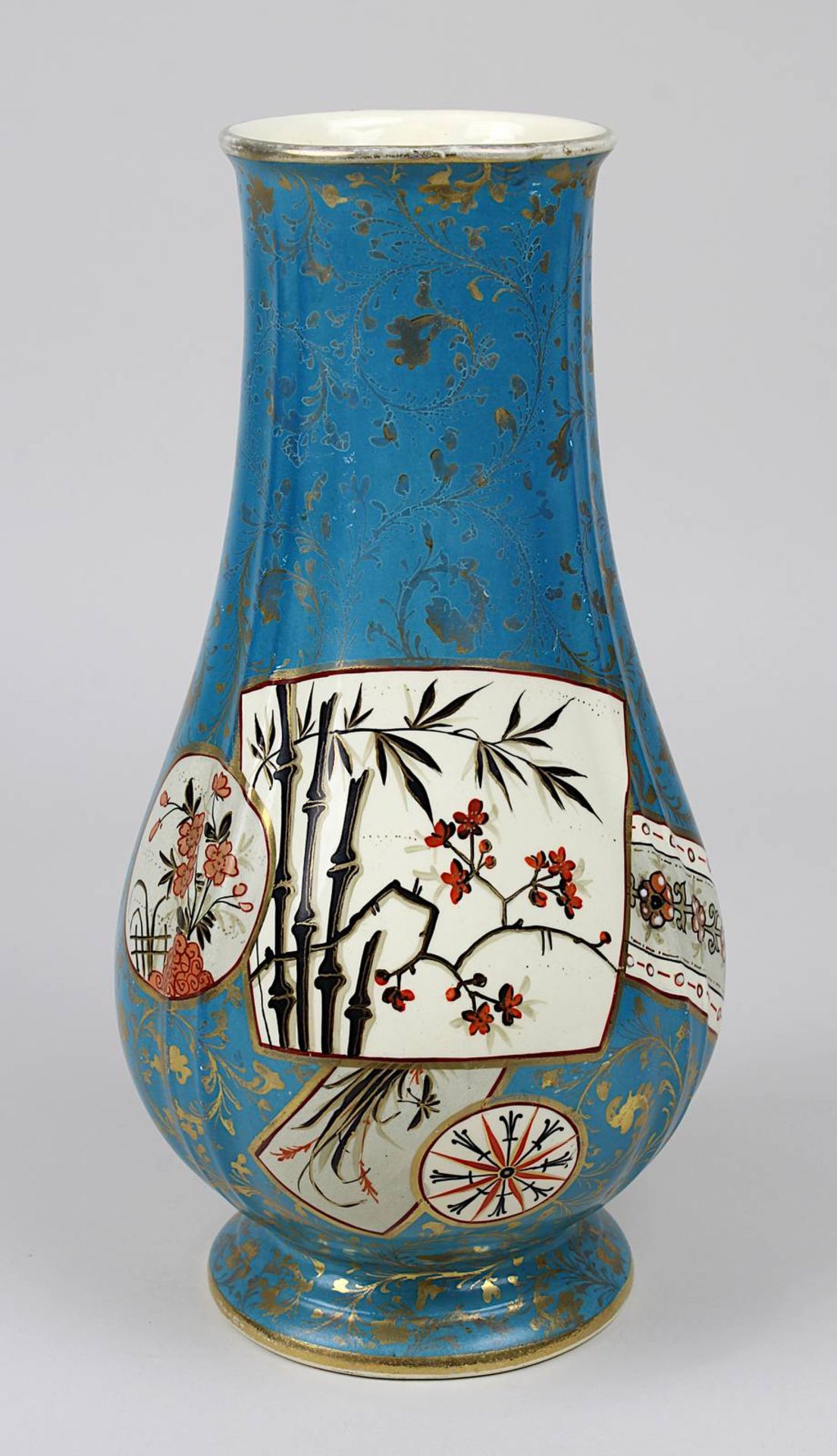 Keramikvase von Villeroy & Boch Dresden im japanischem Stil, Keramik, heller Scherben, auf Wandung