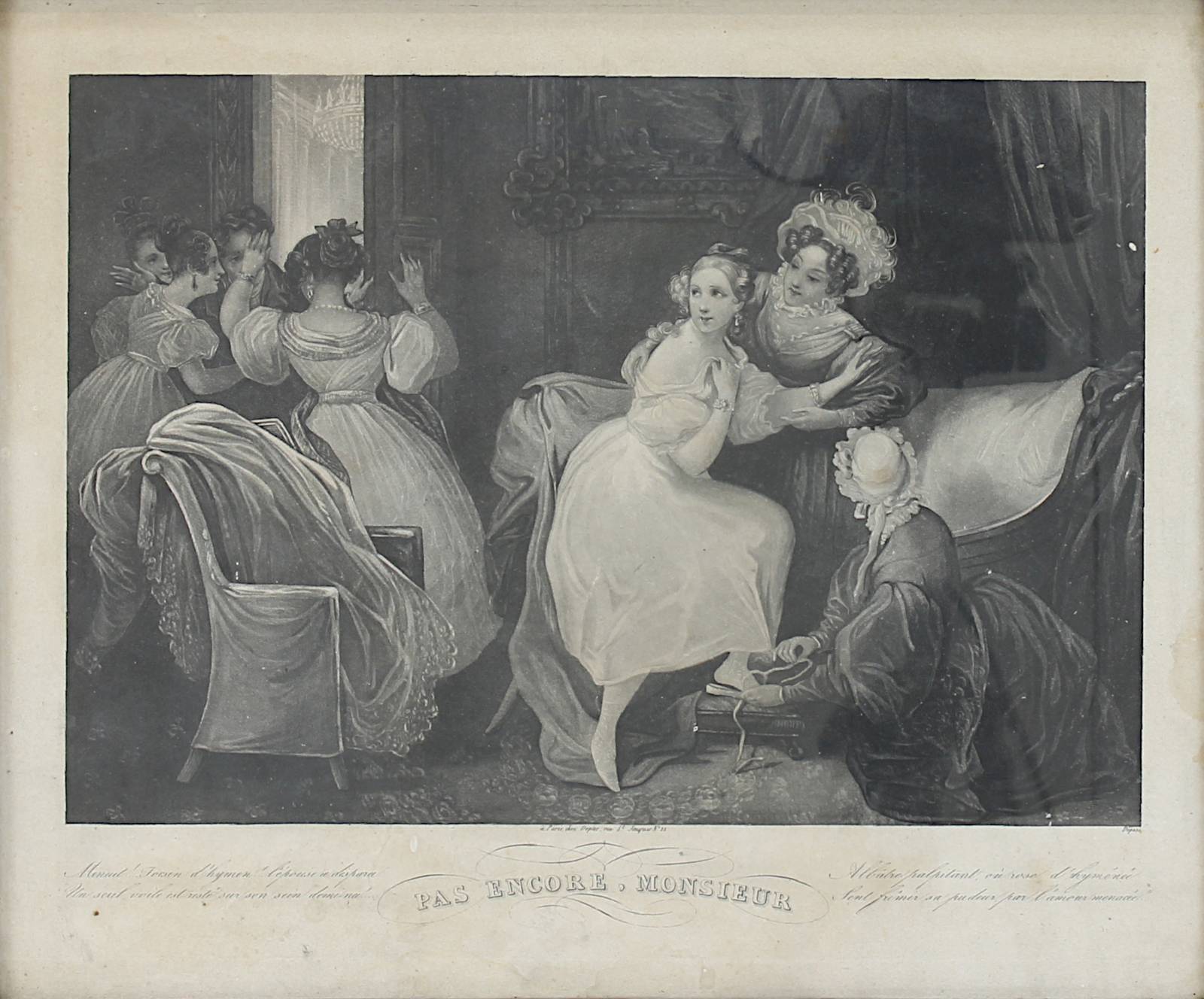 Drei Stiche in Biedermeierrahmen, gesellschaftliche Szenen, darunter Carl August von Sachsen - Image 6 of 7