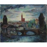 Rubert, Victor (Sélestat 1895 - 1979), Brücke mit Straßburger Münster um 1950, expressive