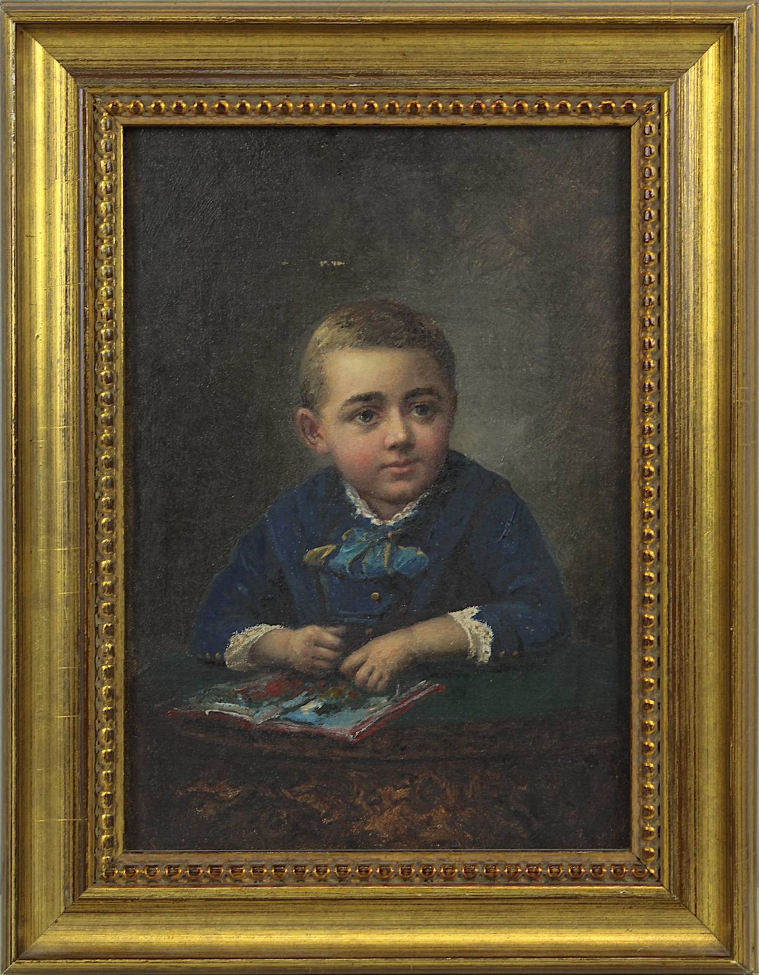 Deutscher Portraitmaler, Jungenportrait, 19. Jahrhundert, fein gemaltes Kinderportrait auf Karton