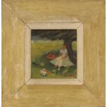 Michel-Ulrich M.L., Maler 1. H. 20. Jh., unt. einem Baum sitzende junge Frau in sommerlicher