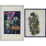 G. Bechtloff, deutscher Künstler Mittte 20. Jh., 2 dekorative Collagen 1966 und 1968, Papier