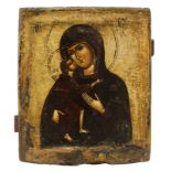 Ikone Gottesmutter Feodorowskaja, Russland 18. Jh., Tempera auf Leinwand/Holz, Darstellung der