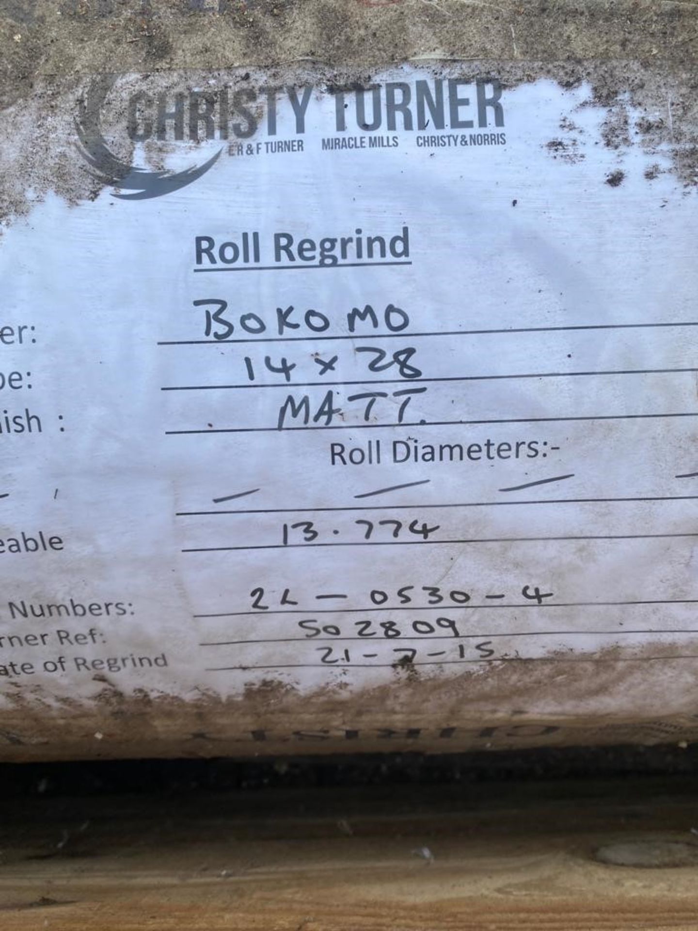 Four Christy Turner Flaking Rolls, dimensions approx. 14in x 28in rolls, free loading onto - Image 7 of 8