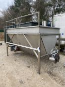 STAINLESS STEEL HOPPER, approx. 3.1m x 1.7m x approx. 1.6m deep overall, with discharge auger,