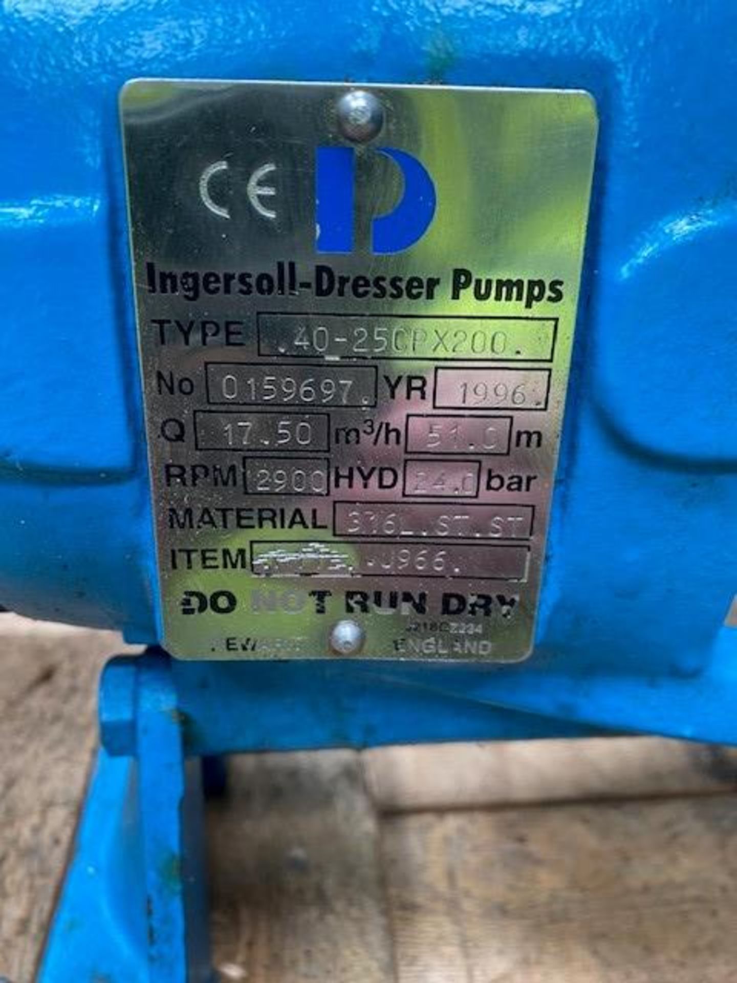 Ingersoll Dresser Stainless Pump (understood to be unused), loading free of charge - yes, lot - Image 2 of 3