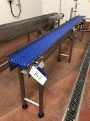 Slattered Belt Conveyor, approx. 200mm belt, 3.6m x 0.5m x 0.95m high overall, item located in