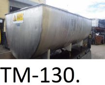 A.V.P. 1200L Stainless Steel Dairy Horizontal Tank, with stainless steel lids (no mixer). The