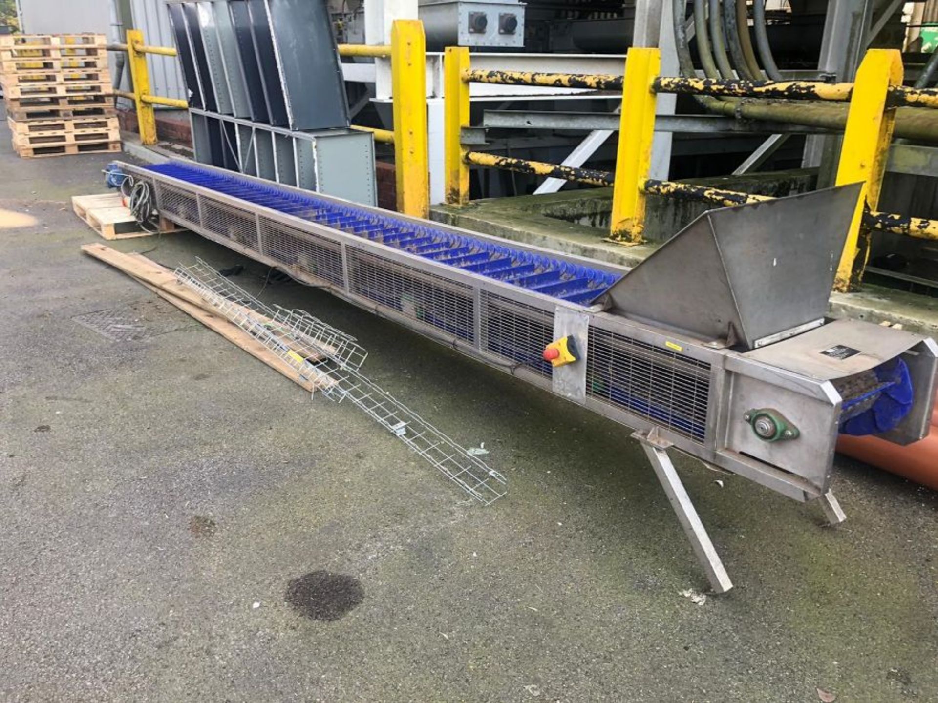 Stainless Steel Cased Plastic Slat Conveyor Elevator, 600mm wide x 6800mm long, Lot located at Islip - Image 3 of 4