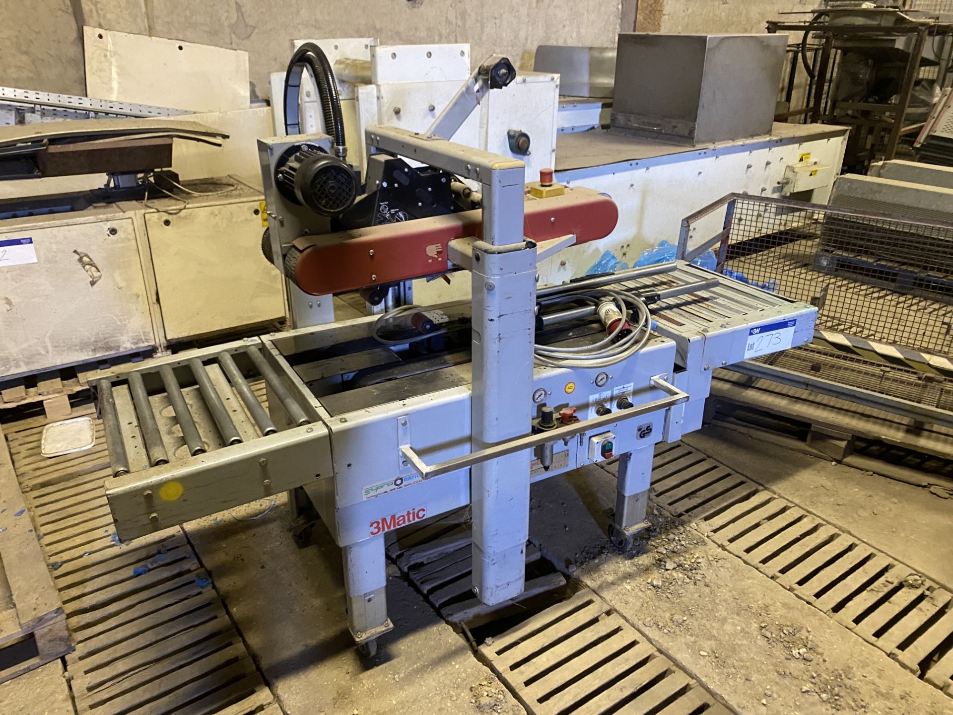 3Matic 39600 Case Taping Machine, serial no. 9452, 380V, 480mm wide on rollers. Site location - Image 2 of 5