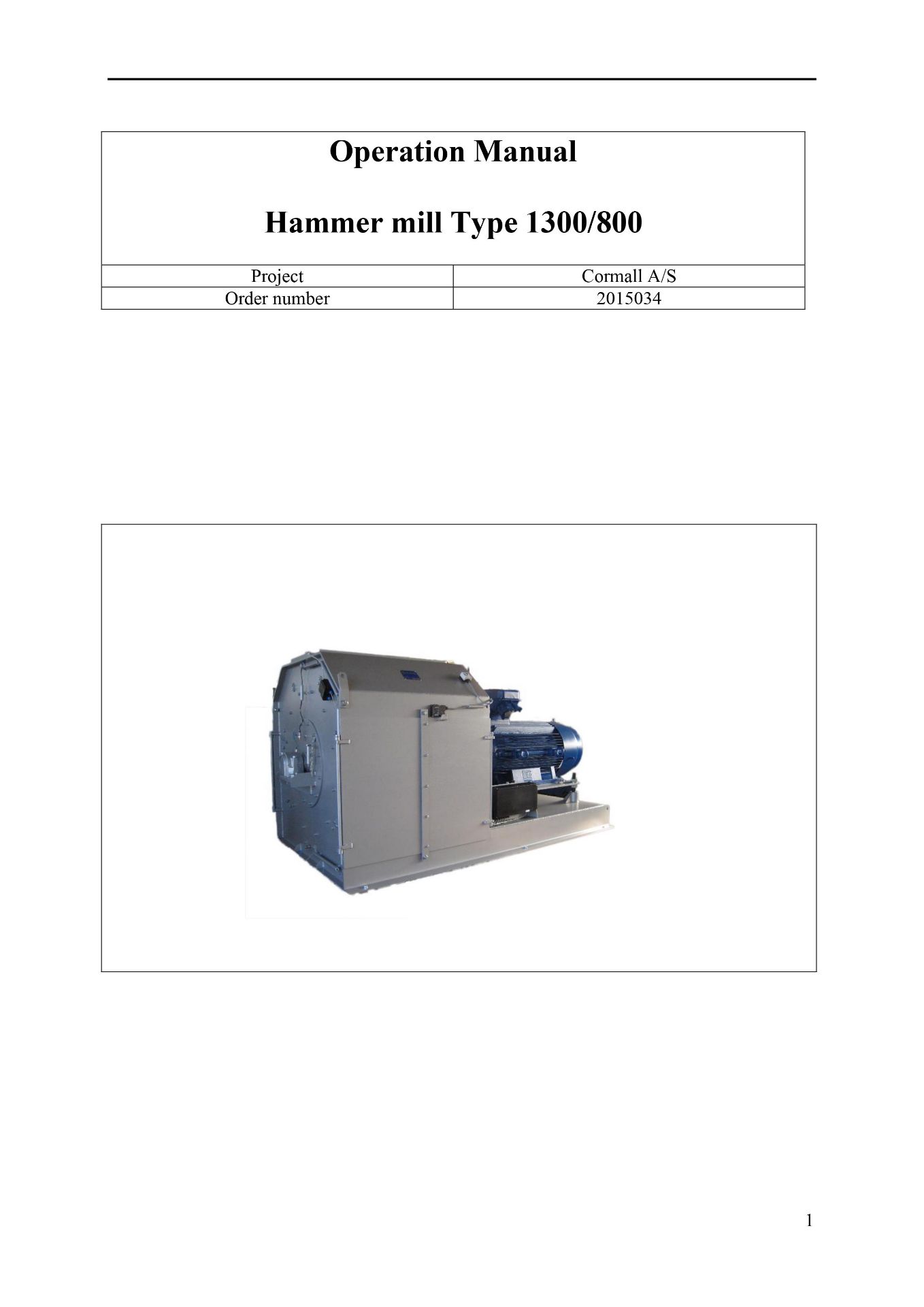 Cormall Type 1300/800 Hammermill, on base plate, with direct drive (believed to be 160kW), - Image 5 of 55