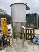 Stainless Steel Hopper, 1m dia. x 2.2m deep, with stainless steel supports. Lot located