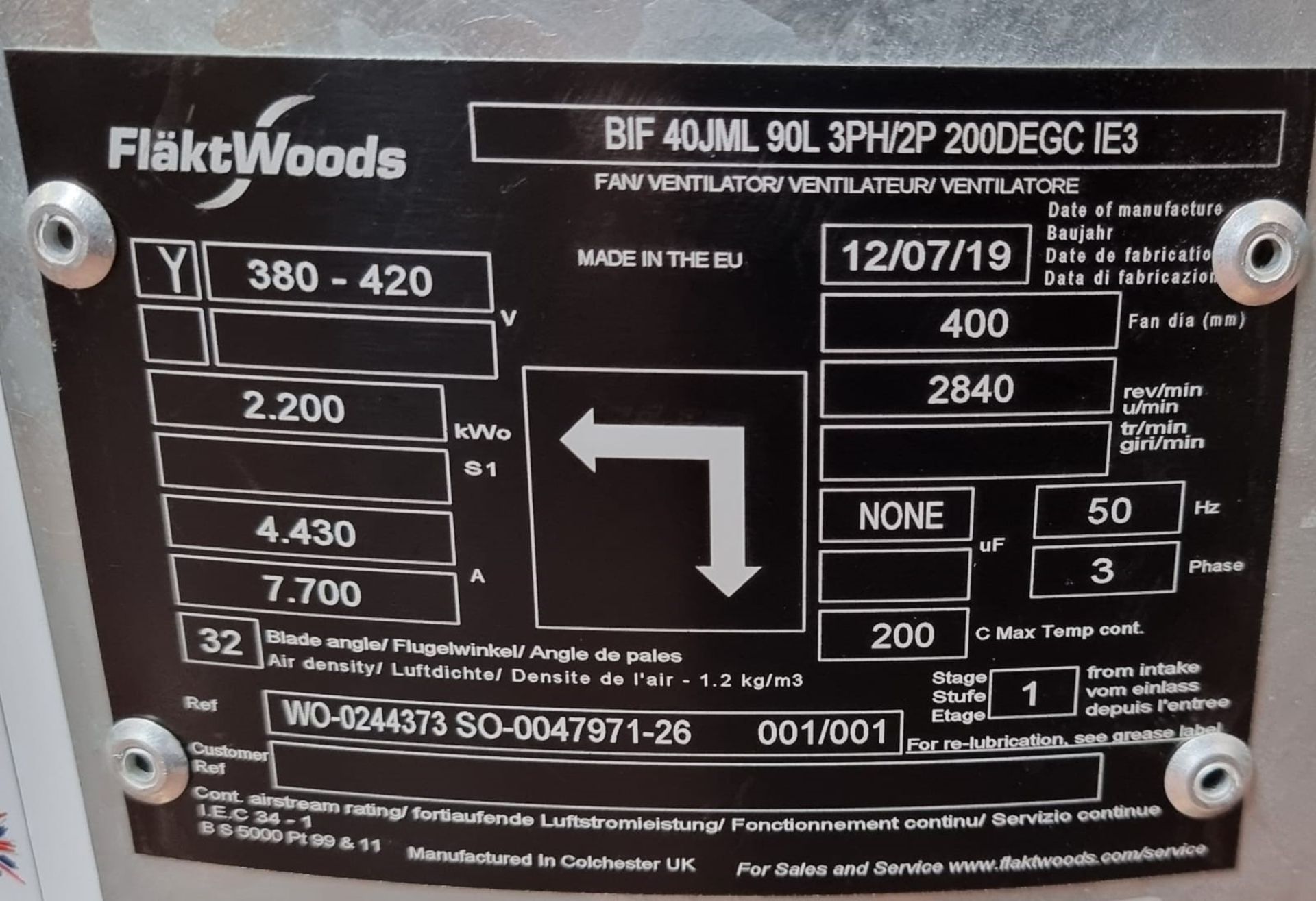 Flaktwoods 400mm dia. Fan, loading free of charge - yes, lot located in Bradford, West - Image 4 of 6