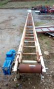 Peal Belt Conveyor, dimensions approx. 14.5m x 600mm wide belt, free loading onto purchasers