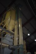 Belt & Bucket Elevator, approx. 210mm wide on leg section, approx. 7.5m centres high, with
