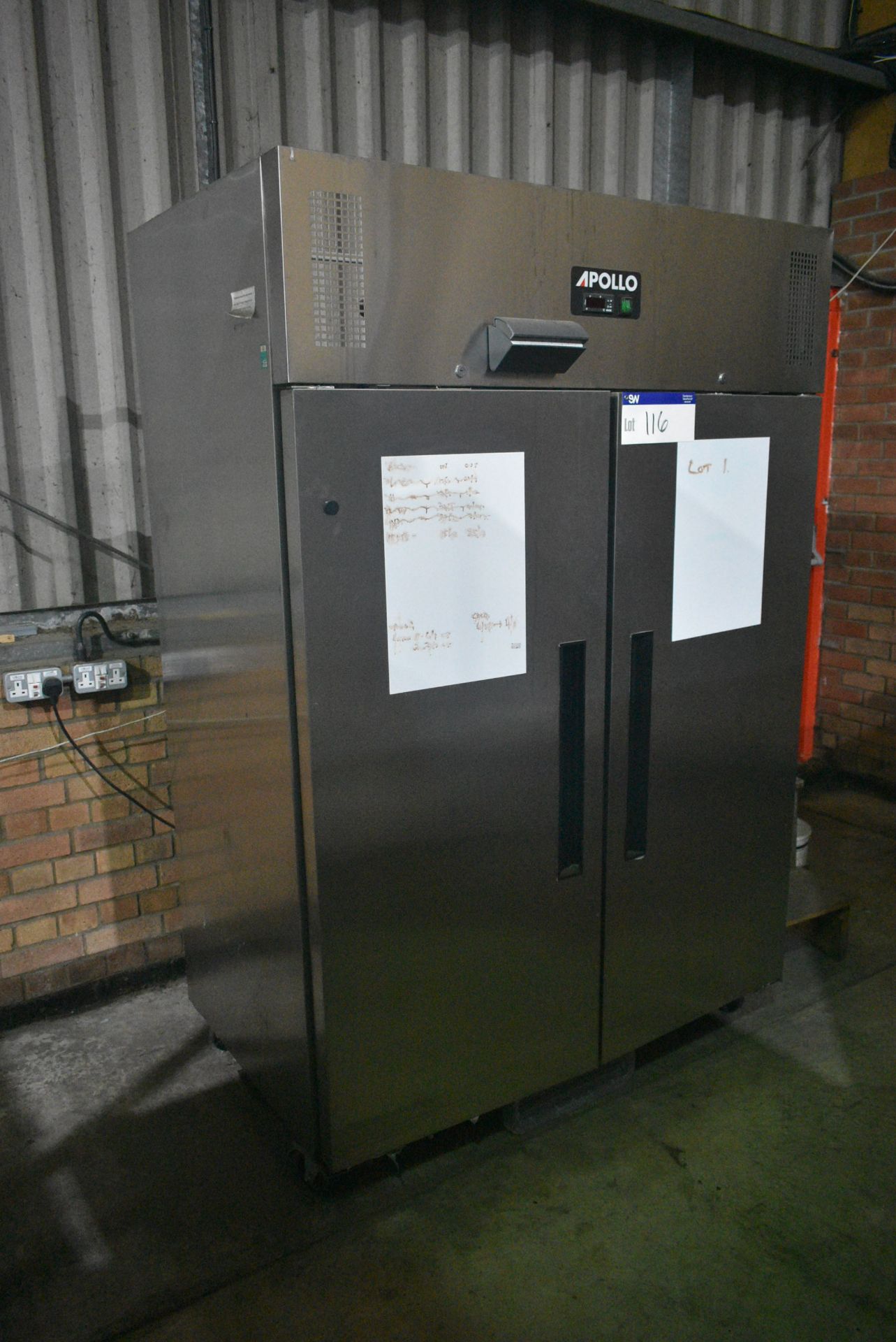 Apollo ADR1200 DOUBLE DOOR REFRIGERATOR, internal dimensions approx. 1.2m x 650mm x 1.4m high ( - Image 2 of 5