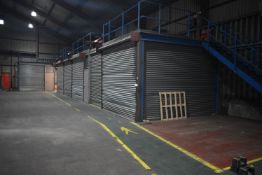 BOLTED STEEL L-SHAPED MEZZANINE FLOOR, approx. 24.