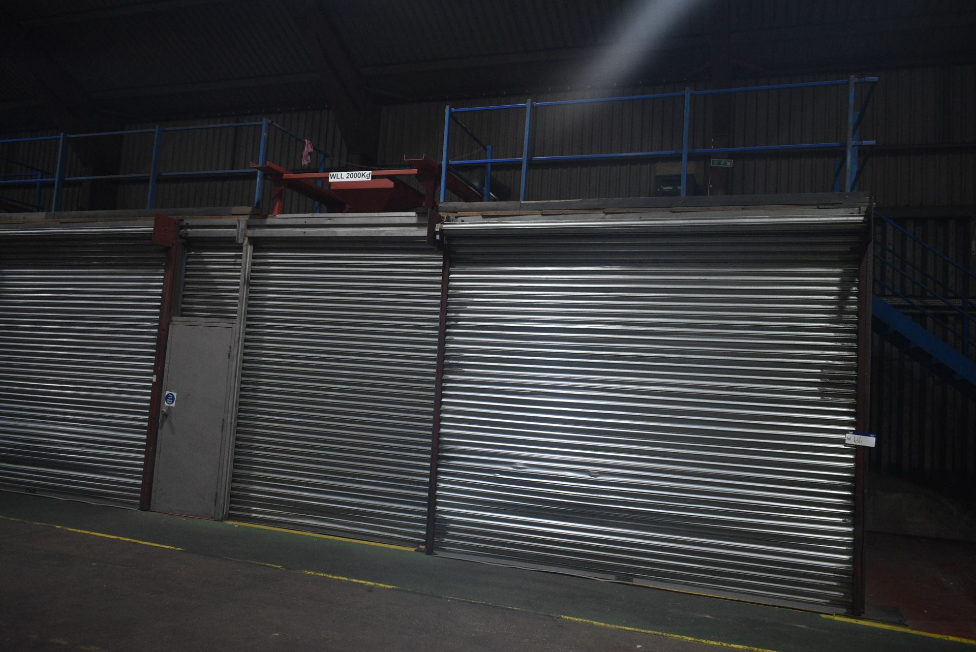 BOLTED STEEL L-SHAPED MEZZANINE FLOOR, approx. 24.6m x 3.8m x 3.3m high to floor level, extension - Image 3 of 12