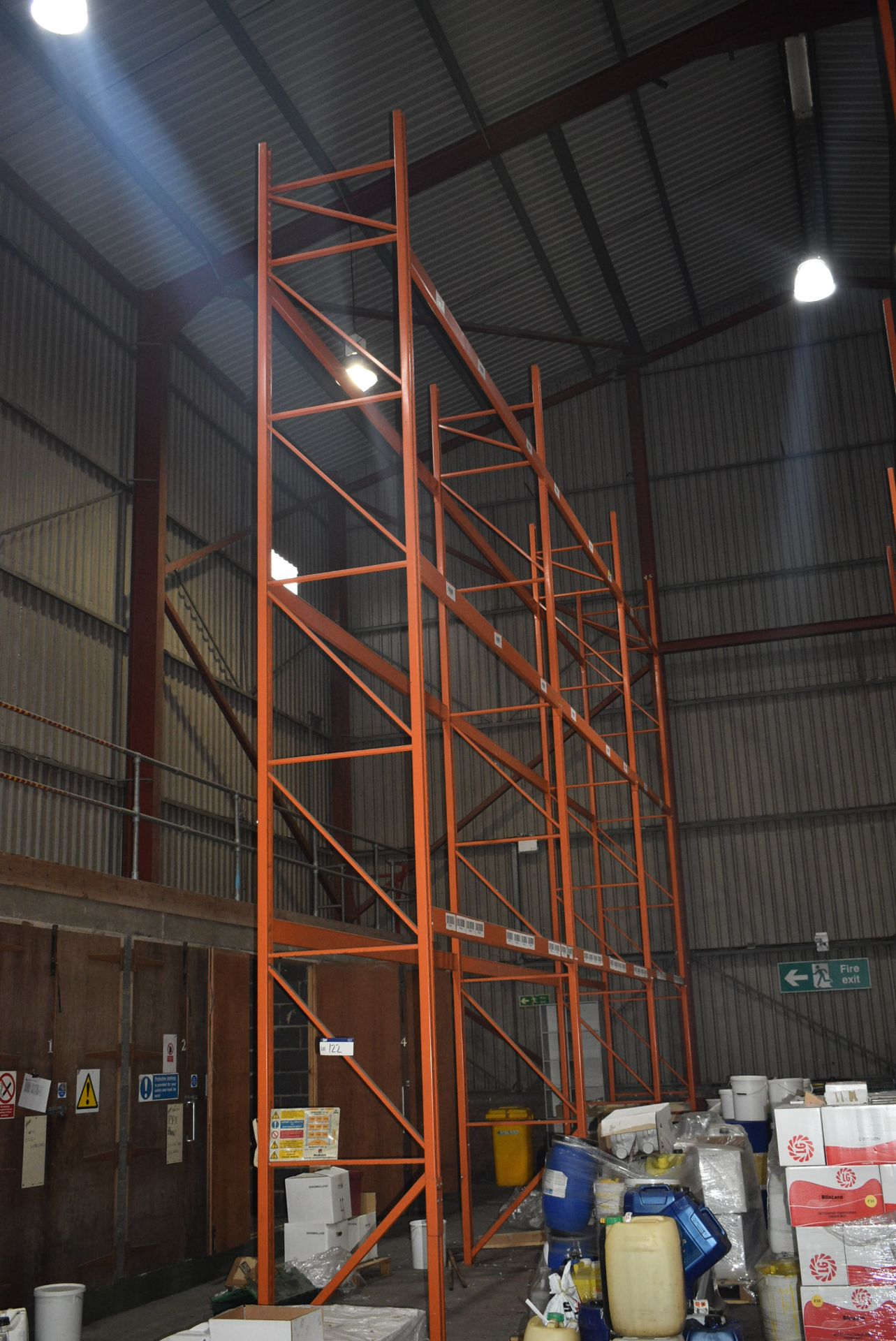 Redirack HD20T THREE BAY THREE TIER SINGLE SIDED PALLET RACK, with 4 uprights, mainly 1.1m x approx.