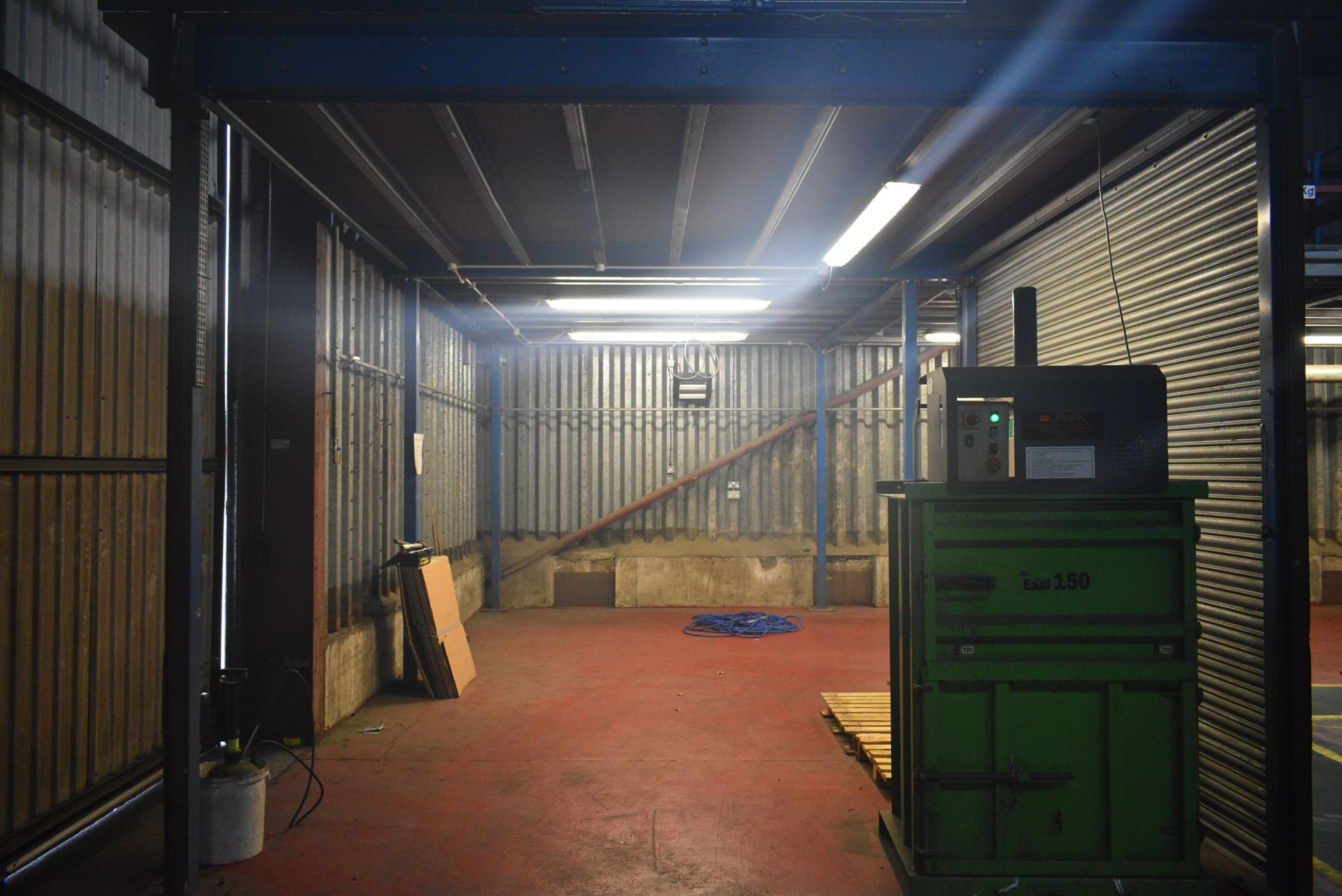 BOLTED STEEL L-SHAPED MEZZANINE FLOOR, approx. 24.6m x 3.8m x 3.3m high to floor level, extension - Image 9 of 12