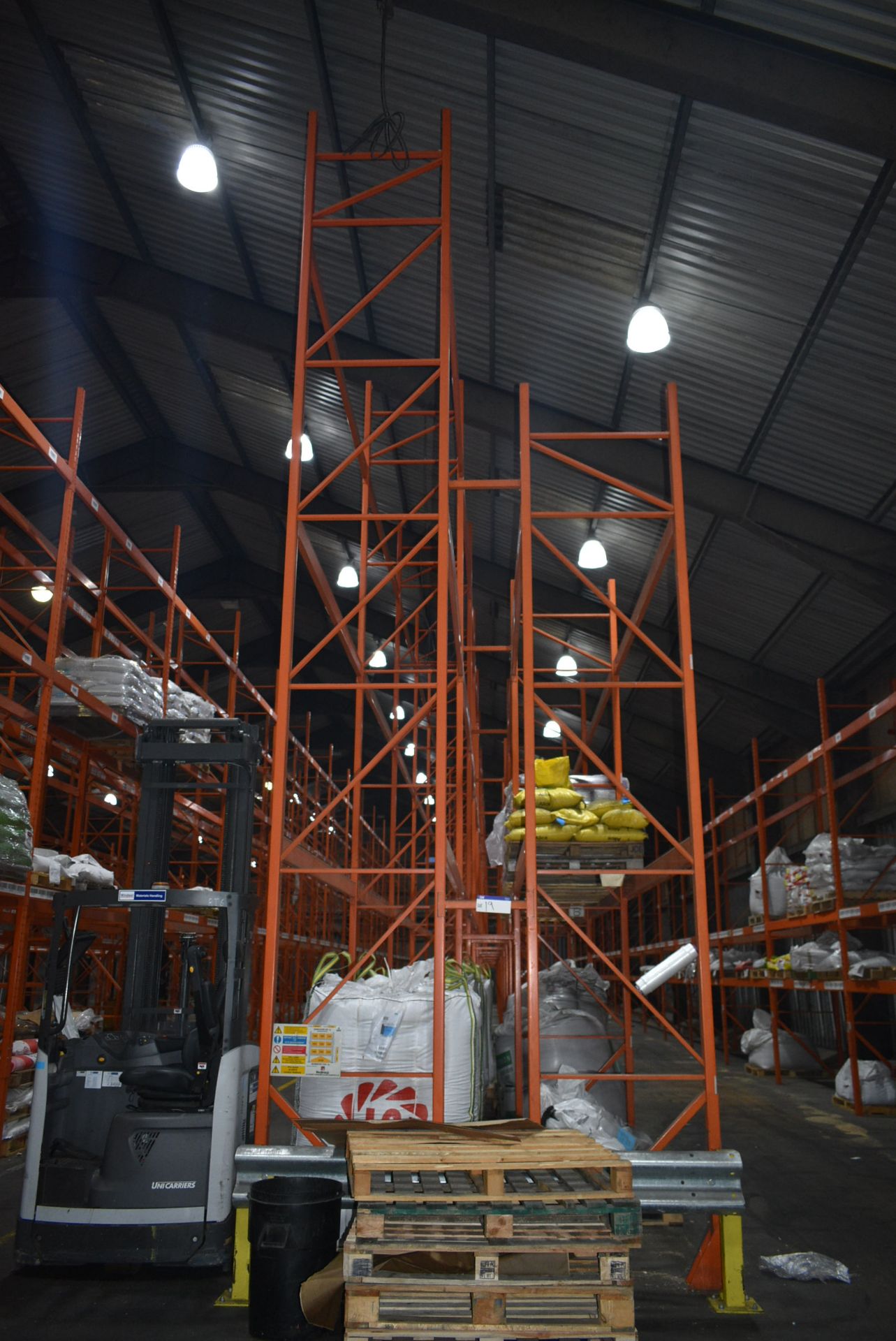 Redirack HD250 MAINLY THREE / TWO TIER DOUBLE SIDED PALLET RACK, comprising 15 bays (double sided 30