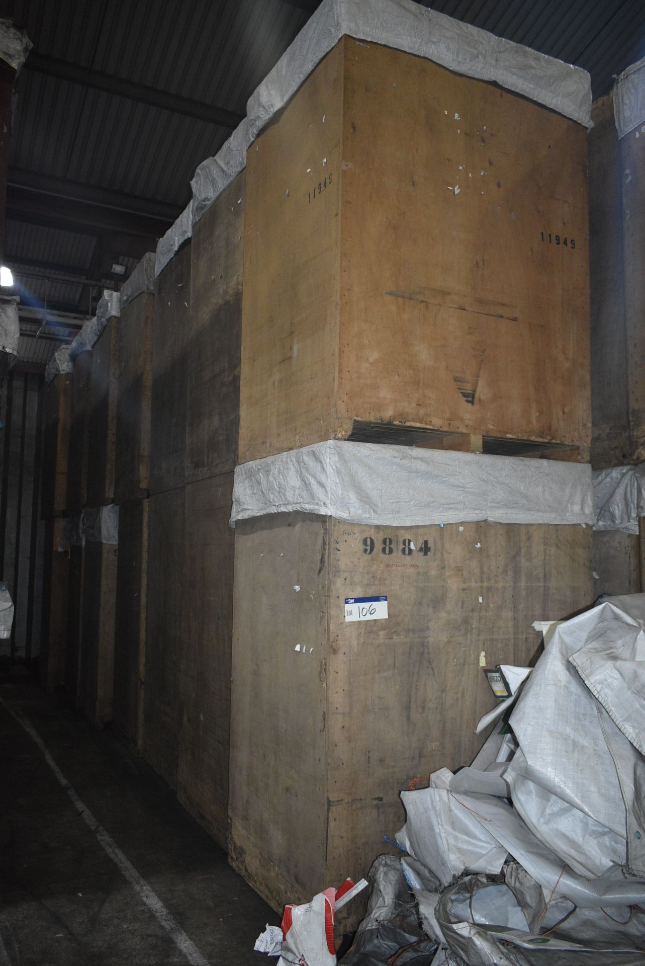 14 Timber Tote / Product Holding Boxes, each approx. 1.52m x 1.15m x 2.07m deep overall, with covers