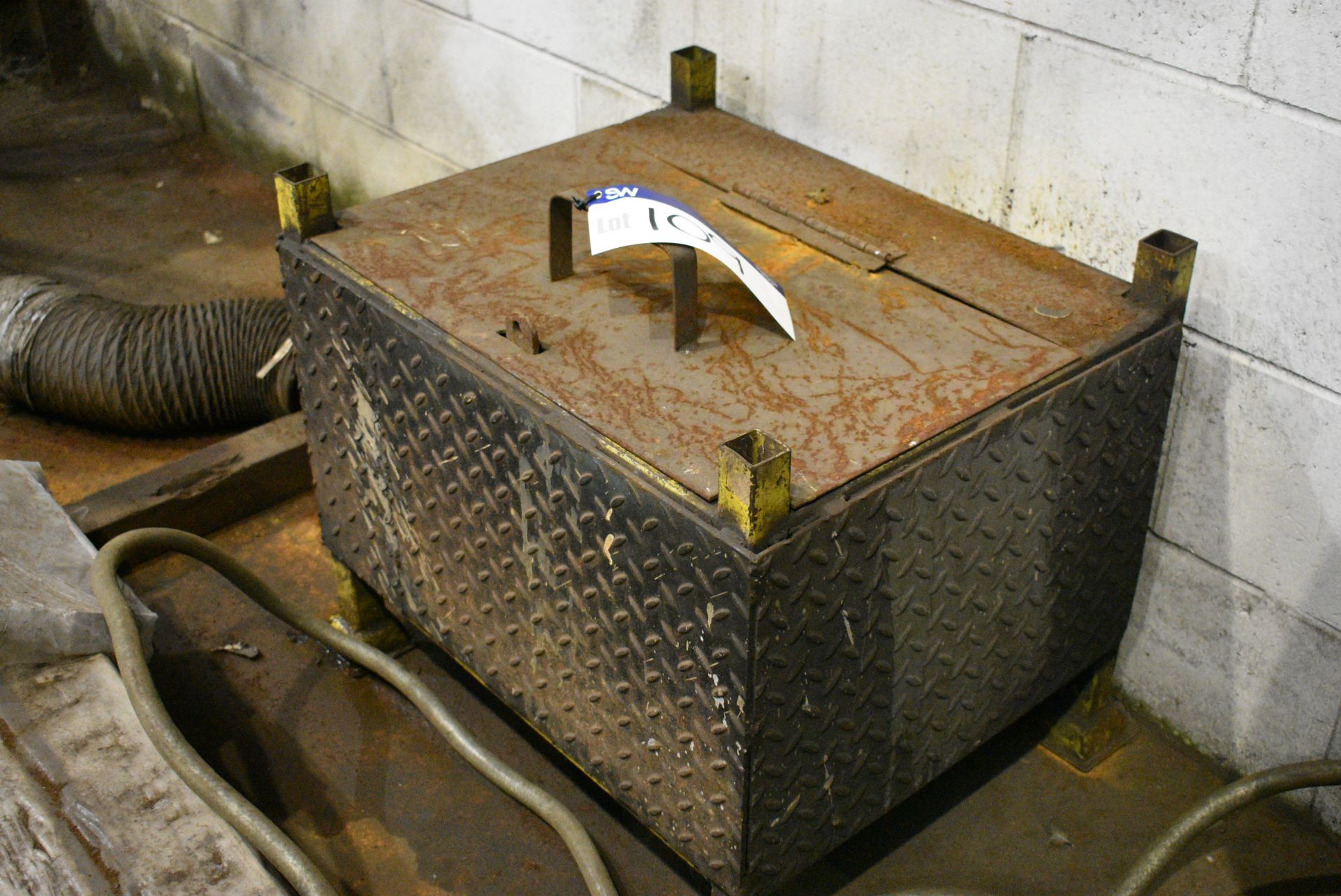 Steel Chest, 650mm x 540mm x 380mm deep, with resi - Image 2 of 2