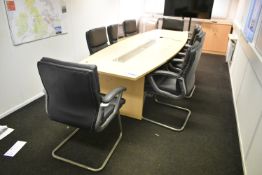 Light Oak Veneered Oval Shaped Meeting Table, with