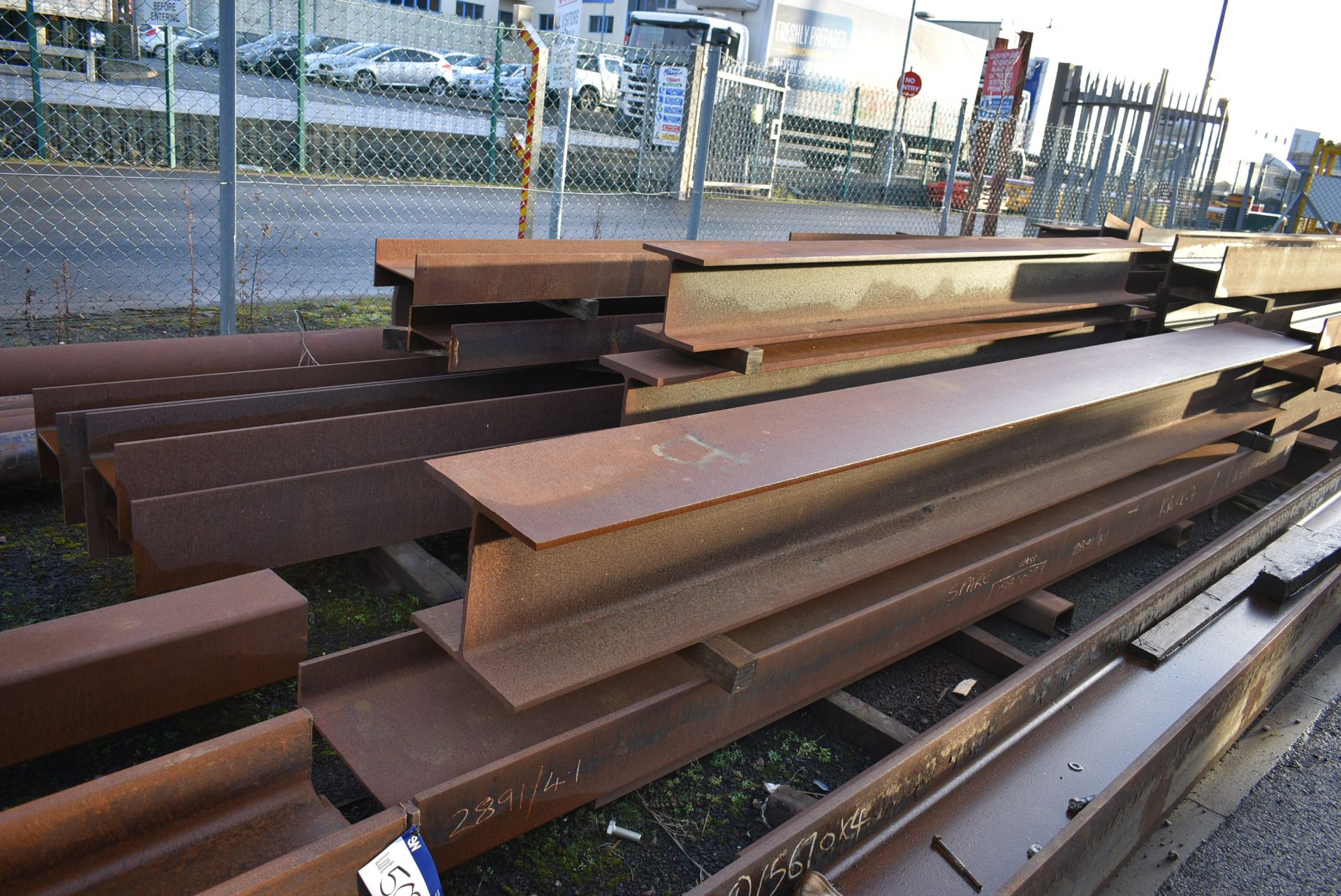 Approx. 11 Steel RSJs, as set out on three stacks, up to approx. 4.5m ...