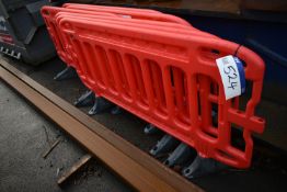 Six Plastic Safety Barriers, with feet, 1.9m long