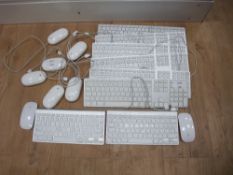 Eight Apple Keyboards, with mice (located at Bacup
