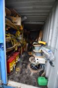 Residual Un-Lotted Loose Contents of Cargo Container, including festoon lighting, part drums