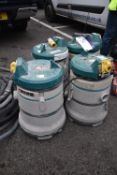 Four Makita 440 Vacuums, each 110V, with flexible hoses as set out (note – one vacuum known to