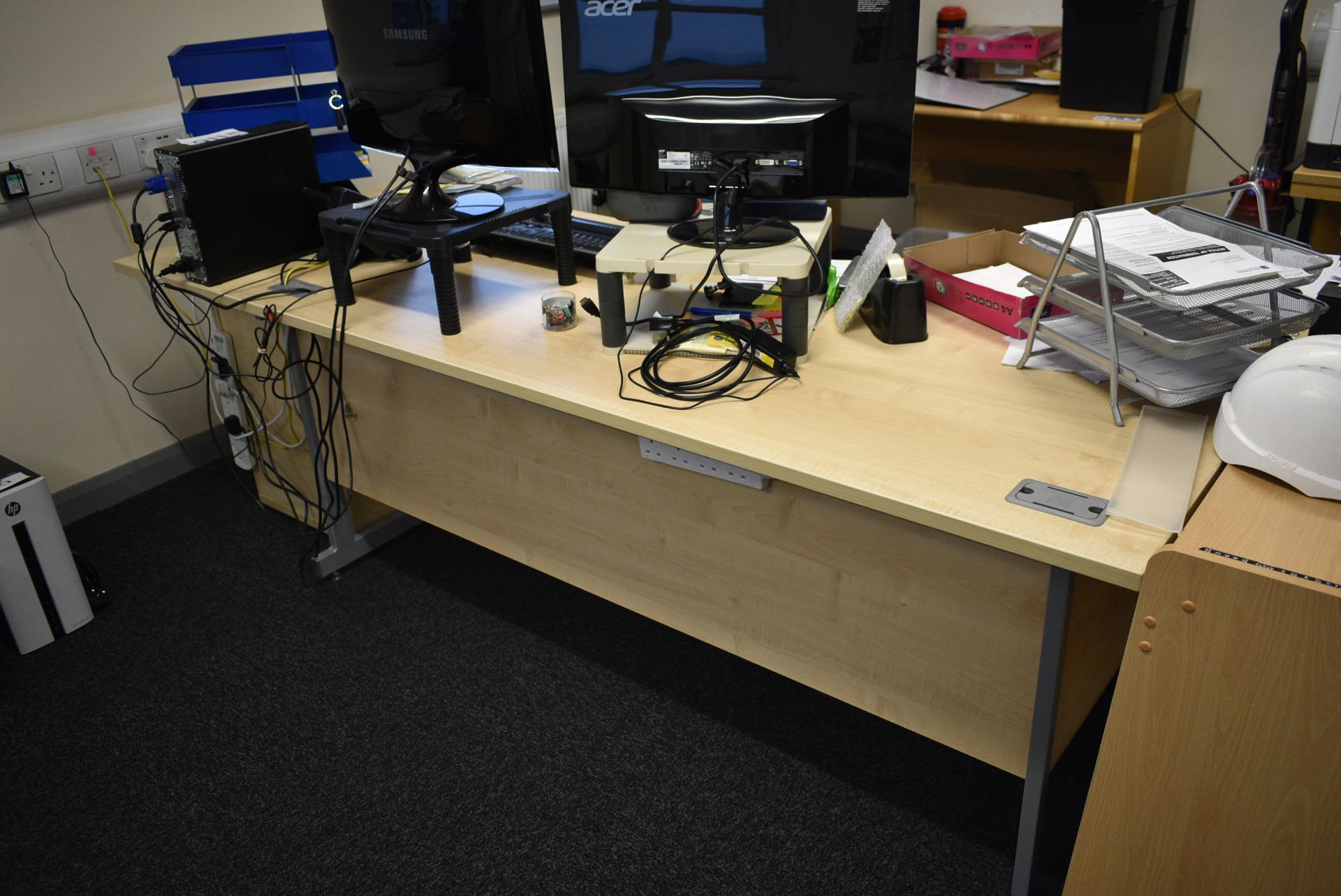 Wave Edge Cantilever Framed Desk, approx. 1800mm wide, with three drawer pedestal (no contents) - Image 3 of 3