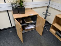 Light Oak Veneered 5 Tier Tamber Door Unit and Light Oak Veneered Double Door Cupboard