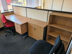 Light Oak Veneered Desk, Lifght Oak Veneered Double Door Cupboard, Light Oak Veneered 3 Tier