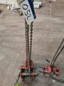 1052 Hackett WH-C4 Chain Hoist, year of manufacture 2019, SWL 3.2 ton, with Hackett WH-PT Girder