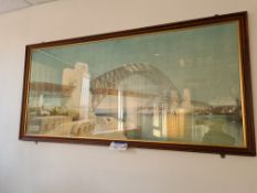 Framed Water Colour Print of Sydney Harbour Bridge (Cyril A Farcy, Graham R Dawbarn) (1924)