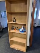 Light Oak Veneered 5 Tier Shleivng Unit and Dark Grey Veneered 3 Tier Shelving Unit